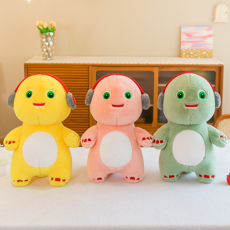 外贸耳机奶龙公仔网红卡通小恐龙毛绒玩具抖音同款玩偶枕跨境批发