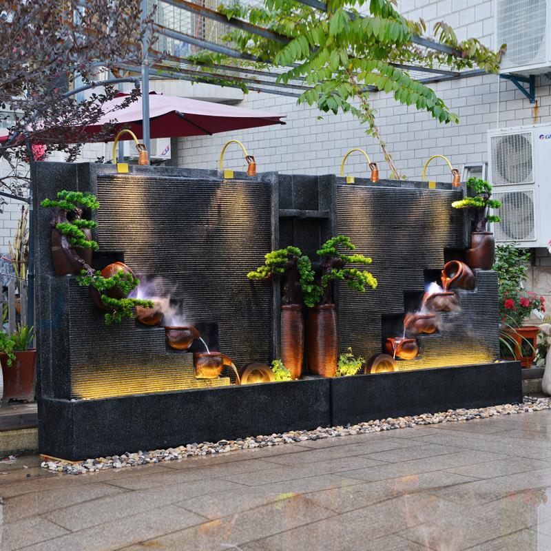 水幕墙假山喷泉大型流水摆件屏风招财庭院客厅办公室水景公司开业