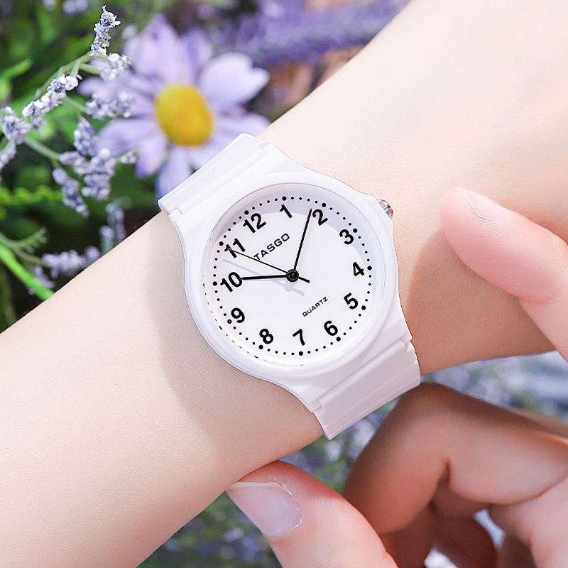 tasgo特斯高t129手表小众夏季ins风白色电子初高中学生新款青少年