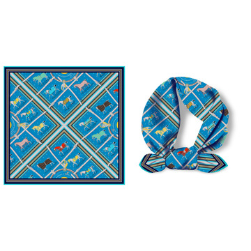 映画丝巾 韩版ins新款小方巾女绑发丝巾53cm格子战马围巾方形披肩