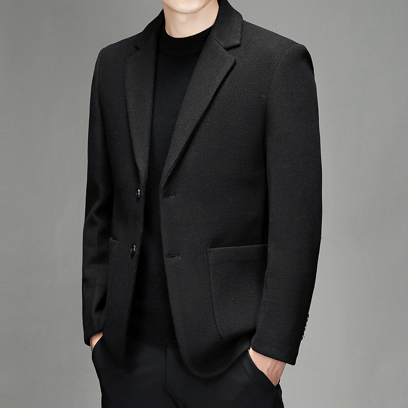 羊毛呢西装外套男士秋冬季2021新款韩版潮流青年商务正装休闲西服