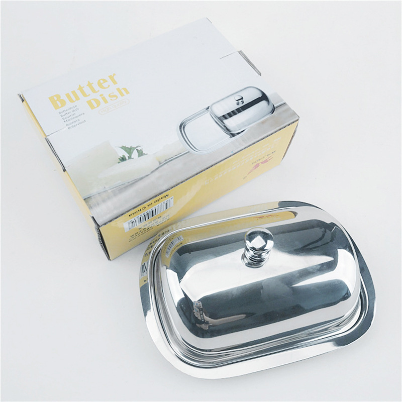 Hz194 Stainless Steel 304 Butter Butter Box Dessert Bread Box Cheese Box Butter Dish Crisper Food Box