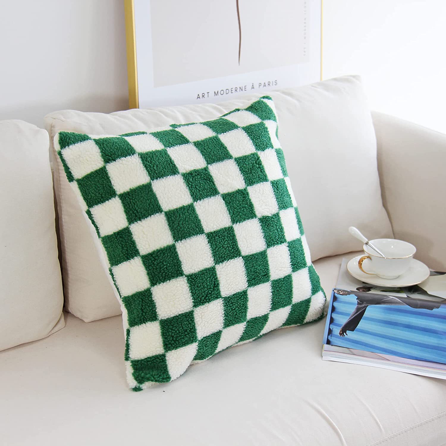 Amazon Hot Sale Chessboard Plaid Pillow Black and White Plaid Pillow Cover Living Room Hand Warmer Plush Pillow Sofa Cushion Lumbar Pillow