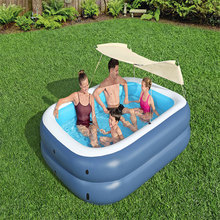 Bestway54449新款遮阳棚家庭水池 二环长方形蓝白水池 充气游泳池