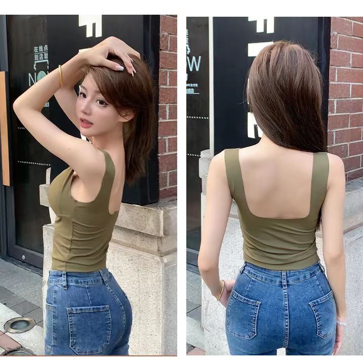 new sexy fashion beauty back camisole women‘s fixed cup with chest pad one-piece seamless outdoor all-matching