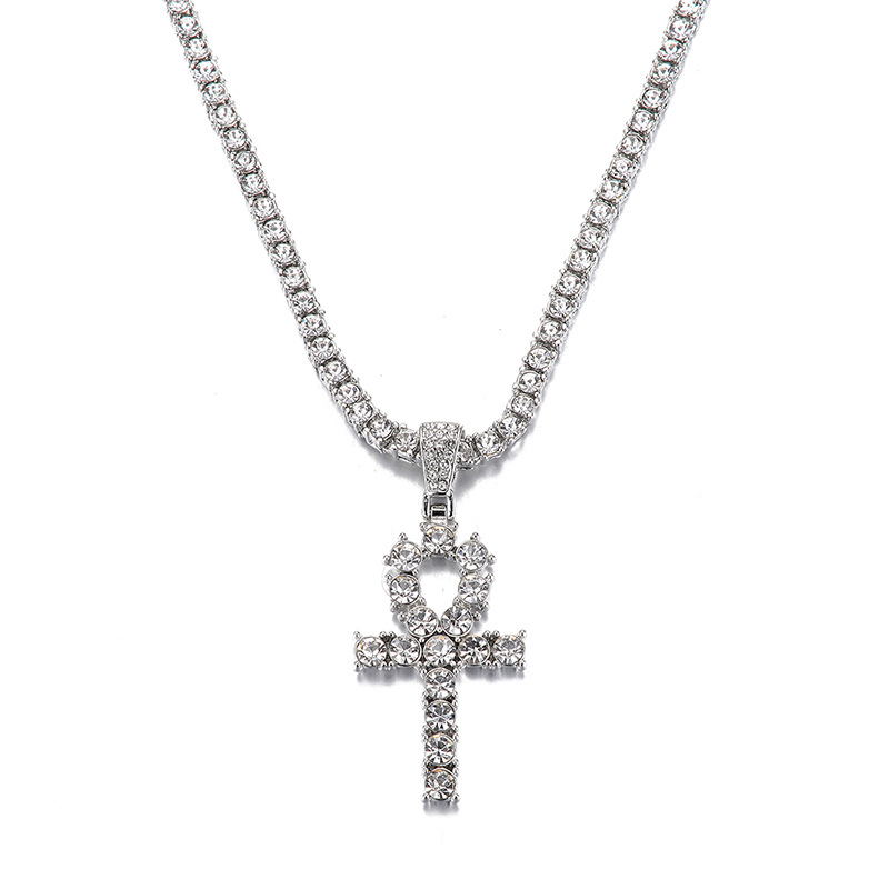 Temu Popular Cross Necklace Creative Design Alloy Full Diamond Cross Pendant Factory Wholesale