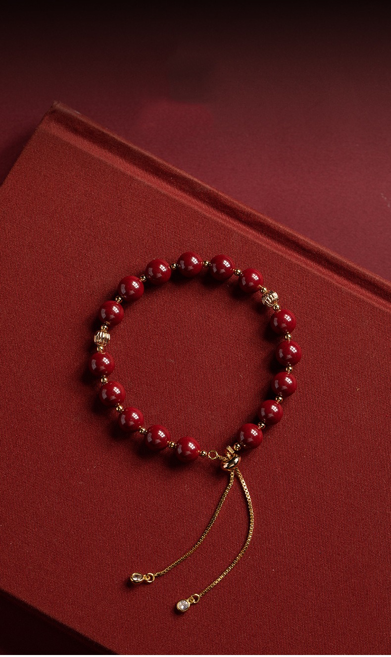 朱砂紫金砂手链女士款手串本命年可调节时尚手链闺蜜礼物批发