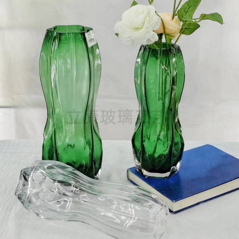 Factory Direct Sales Light Luxury and Simplicity Girdle Geometric Glass Vase Flower Arrangement Dining-Table Decoration Home Decoration Ornaments