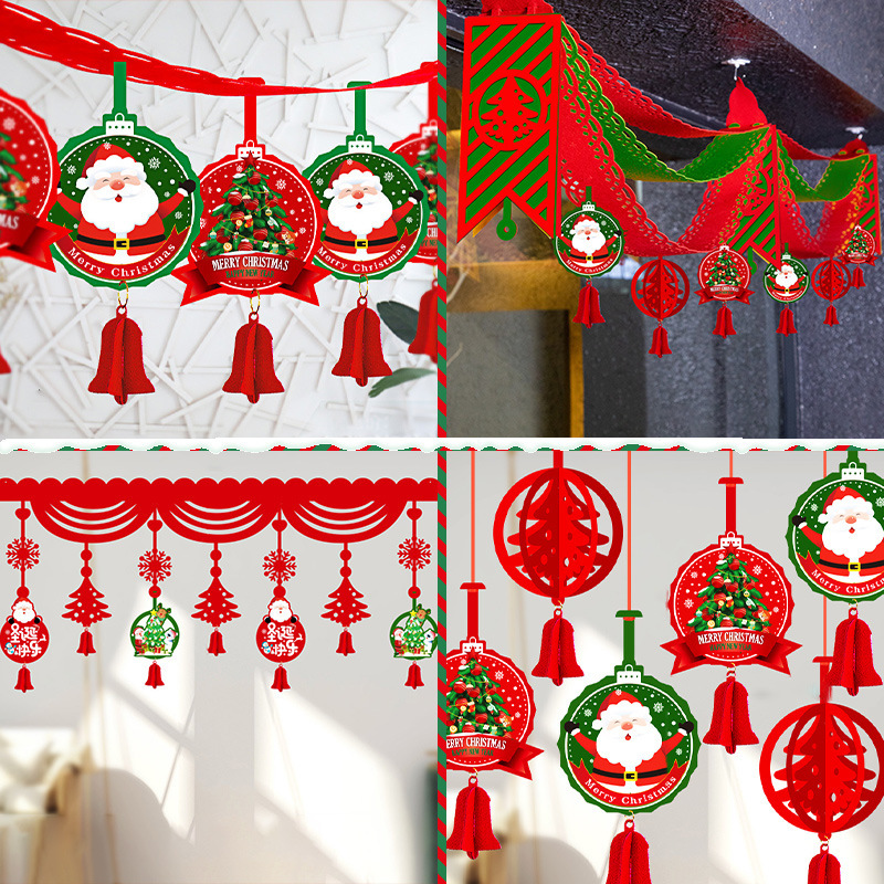 圣诞毛毡布拉花拉旗商场珠宝店活动创意场景布置装饰圣诞老人拉花