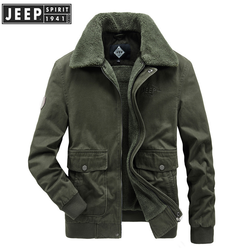 jeep spirit男装冬季商务休闲加厚加绒保暖棉男翻领棉服7119-阿里巴巴