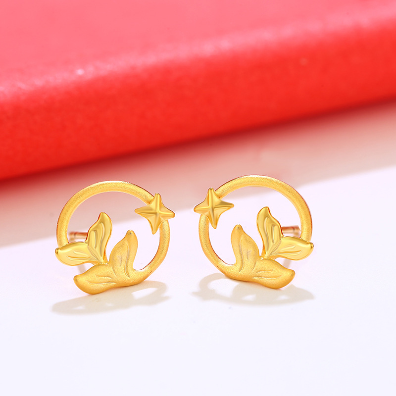 旭平首饰新款鲸鱼尾耳钉小众设计感耳饰 时尚个性耳环饰品批发女