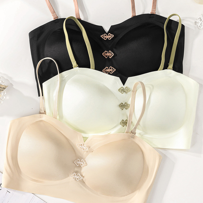 9302中式国风柔感亮面面料双肩带固定弹力聚拢上托抹胸文胸直播