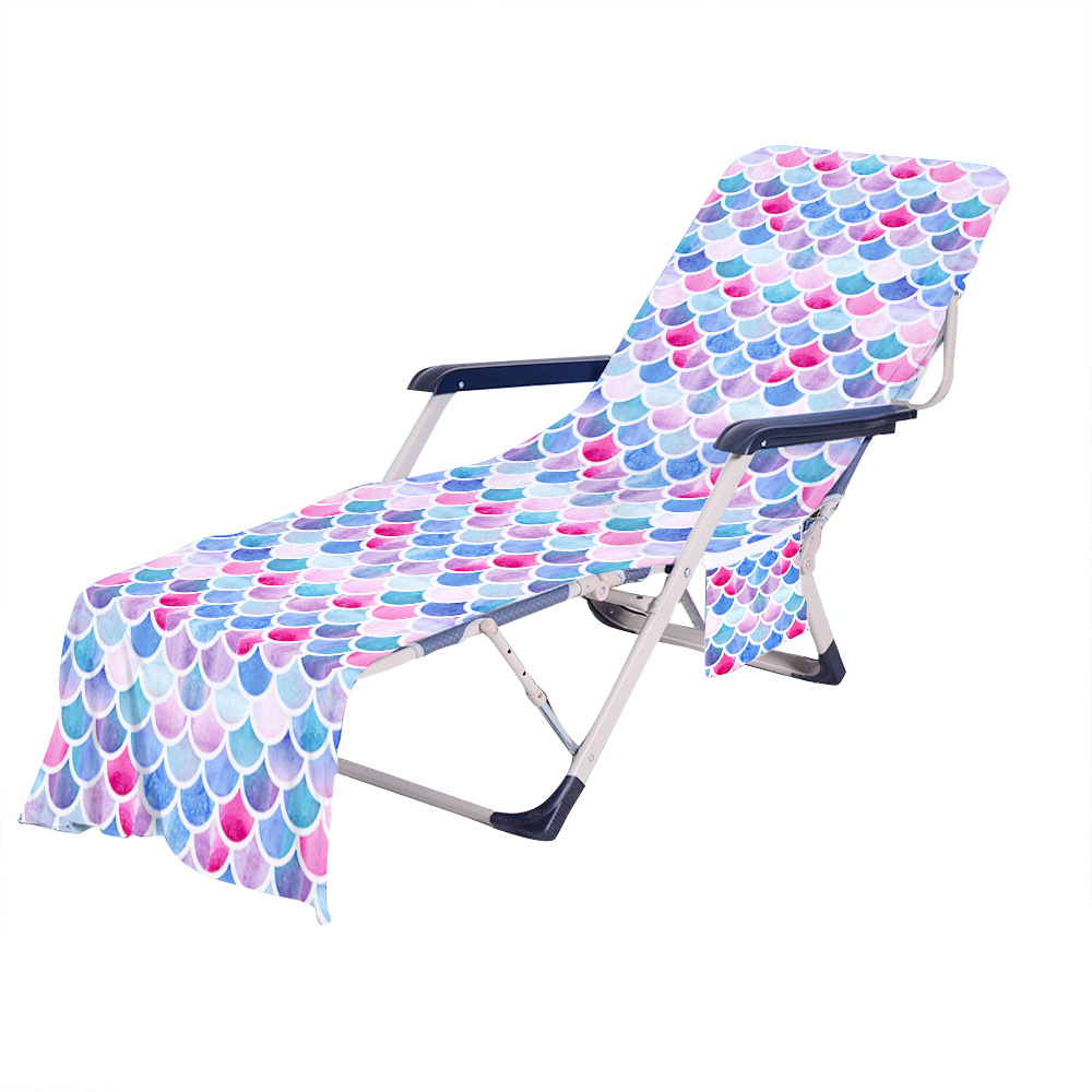 跨境专供超细纤维沙滩椅套 躺椅毛巾沙滩巾包一件定制美人鱼款
