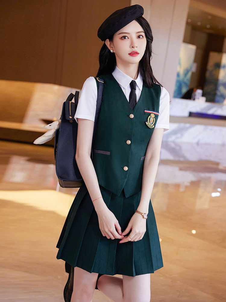 幼师新款职业装套装时尚幼师面试服装女幼儿园教师职业马甲工作服