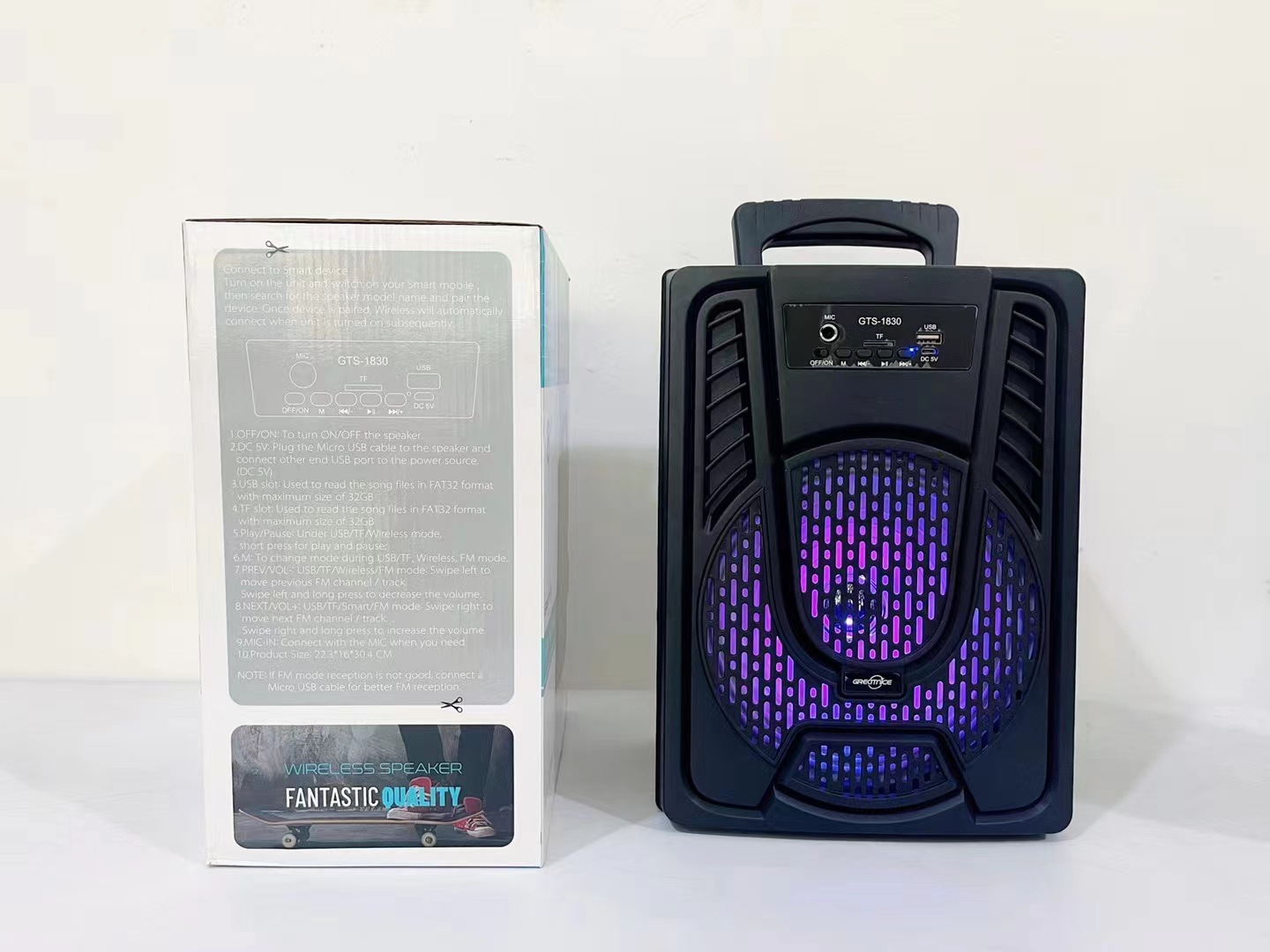 GTS-1830 Single 8-Inch Outdoor Portable Bluetooth Speaker