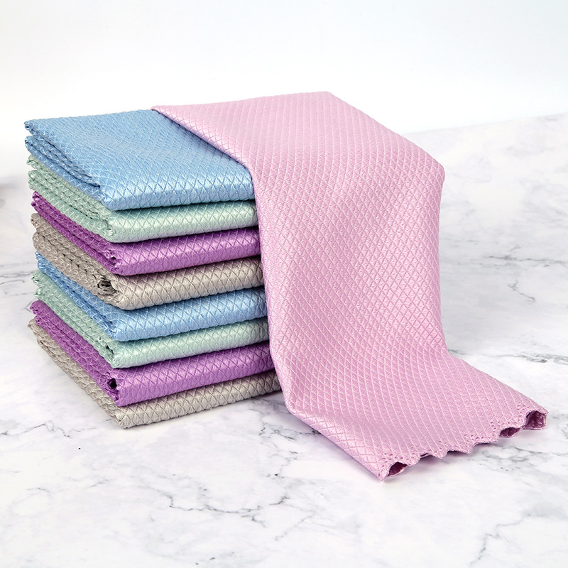 65成交2433块鱼鳞布擦玻璃抹布 细纤维菱形格吸水家用百洁布厨房用品