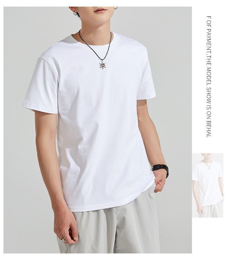 短袖t恤男新款圆领冰丝棉纯色休闲百搭上衣公版港风潮男士打底衫