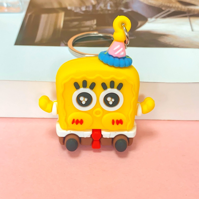 5384# Classic Anime SpongeBob Series Cartoon Key Button Students' School Bag Pendant Training Promotional Gifts