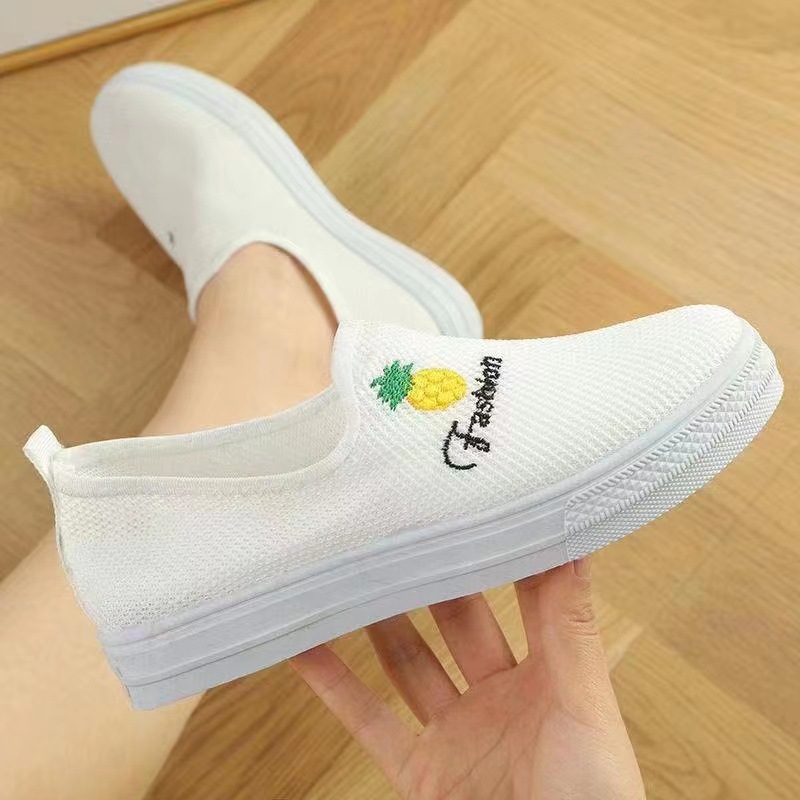 Sports Shoes Women Spring and Autumn Leisure Slip-on Lazy Shoes Low Top Canvas Middle-Aged and Elderly Pumps Daily Soft Bottom Mom Shoes