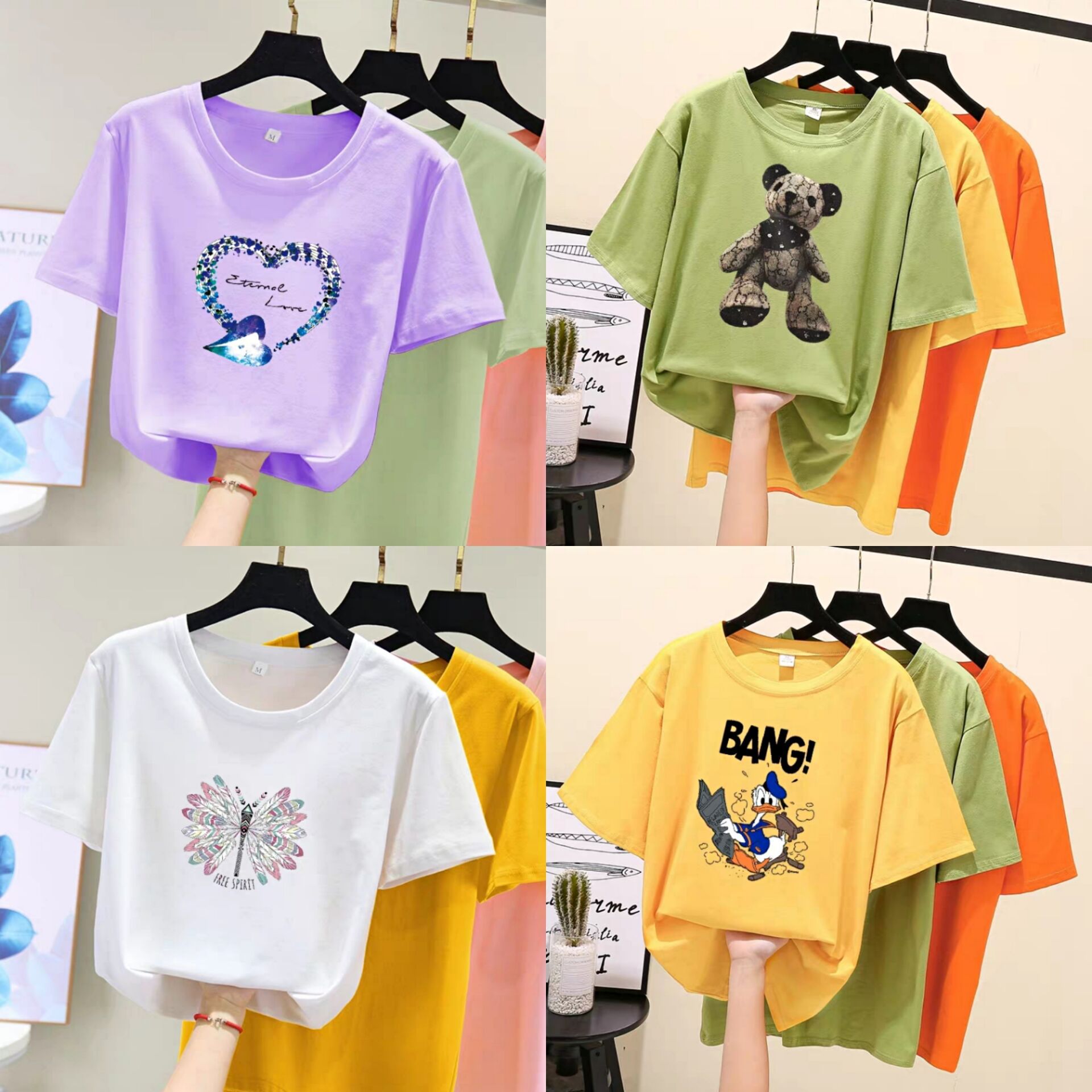 2023 Summer Hot Selling Loose Short-Sleeved T-shirt Women's All-Match Short-Sleeved Bottoming Shirt T-shirt New T-Shirt Wholesale