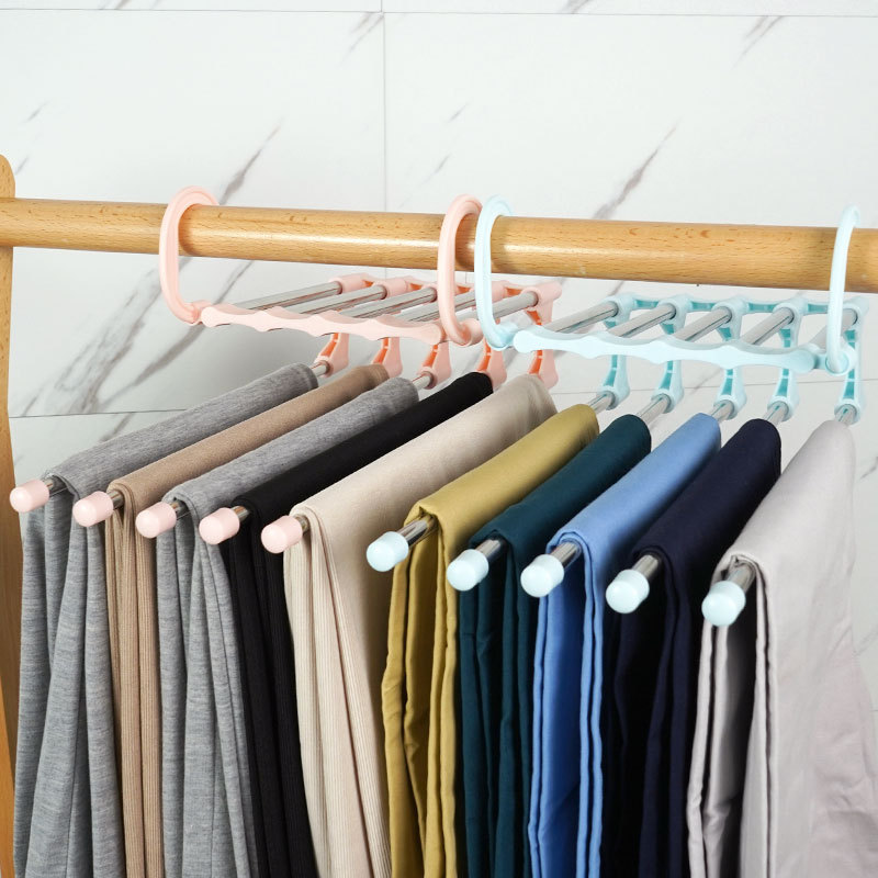 Folding Pant Rack Multi-Functional Multi-Layer Pants Hanger Household Magic Seamless Trouser Press Wardrobe Storage Five-Layer Pants Hanger