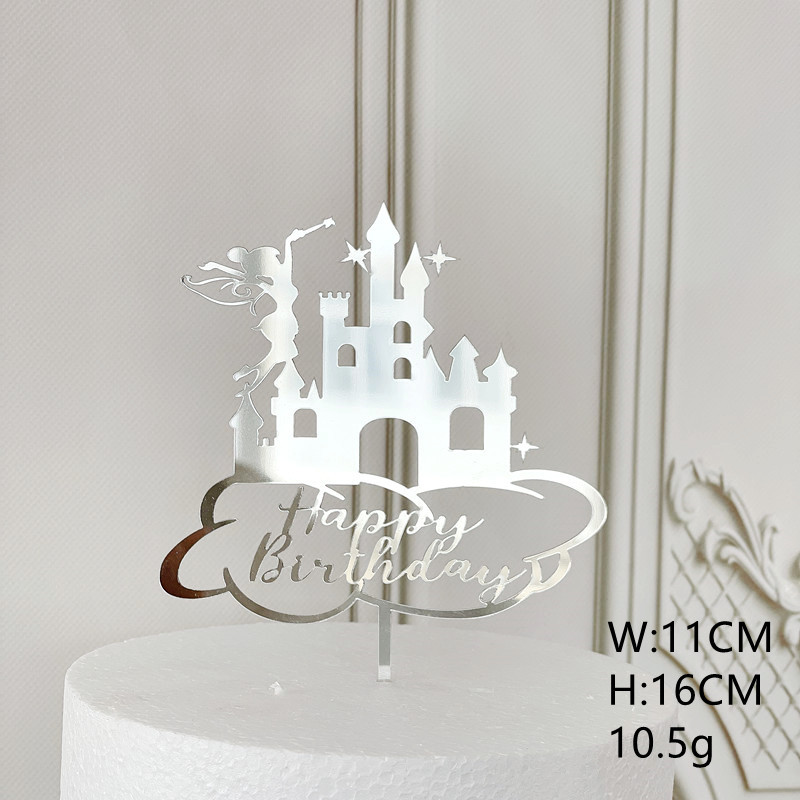 Cross-Border New Product Baking Cake Topper Happy Birthday Wizard Castle Acrylic Cake Insertion Cake Decoration