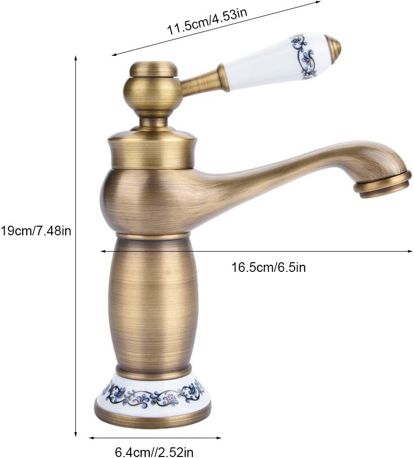 European-Style Antique Vintage Brass Faucet Blue and White Porcelain Faucet Magic Lamp Antique Black Gold Platinum Wash Basin Water Tap