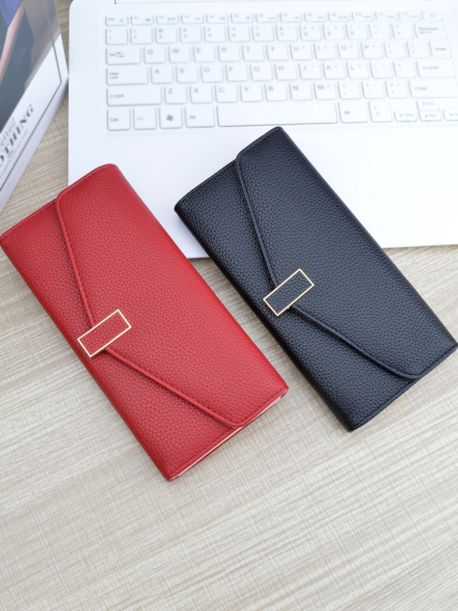 women‘s wallet long multi-card-slot card holder wallet soft leather wallet simple fashion large capacity 3 fold fold clutch