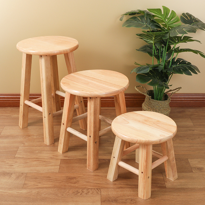 实木圆凳子木头凳子橡木板凳成人换鞋小圆凳家用矮凳吃饭餐凳原木