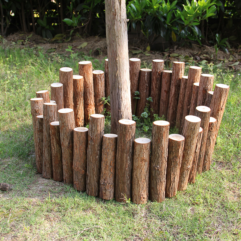 新款田园木篱笆实木碳化白桦杉木栅栏摆饰错落摆放木段纯手工装饰