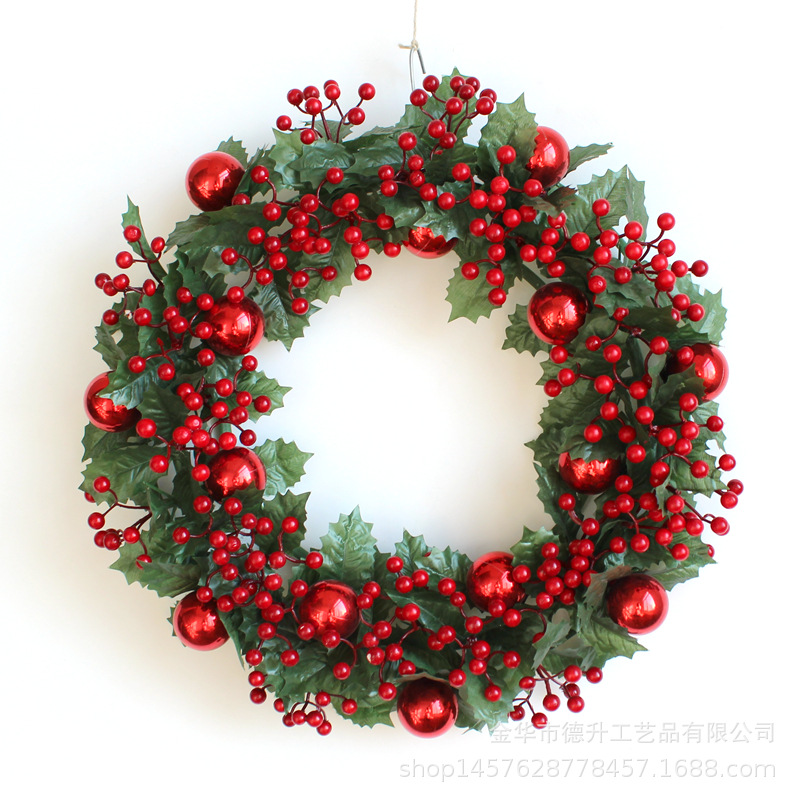 Cross-Border E-Commerce Factory Direct Sales Hotel Scene Christmas Decoration Christmas Flower Jequirity Bean Decoration Garland