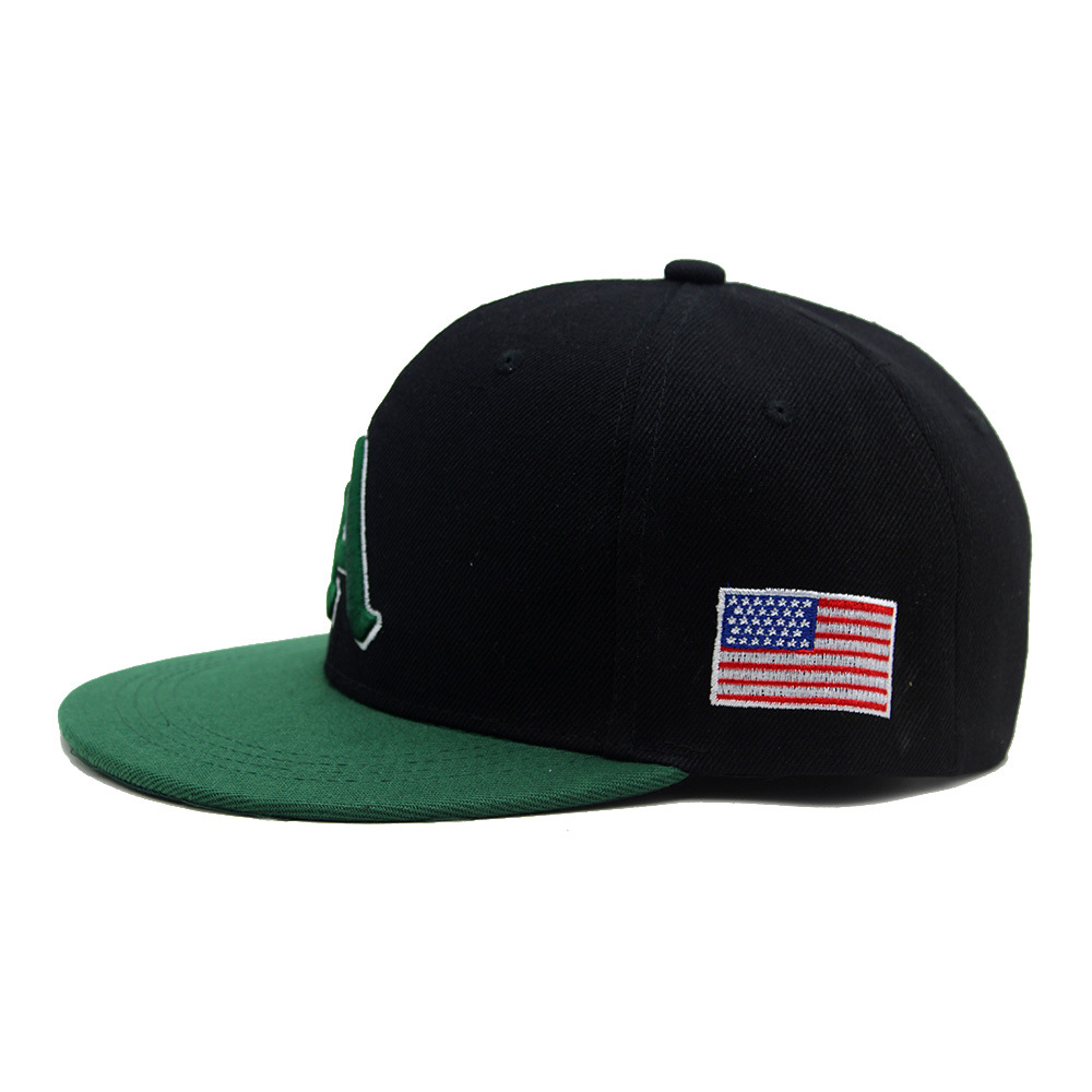 Cross-Border American Independence Day Star Stripes Embroidered Hip Hop Flat Brim Baseball Cap a Letter All-Match Hip-Hop Cap Sun Hat