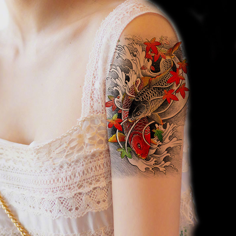 创意纹身贴男潮个性持久不永久霸气鱼图腾大图案防水防汗花臂胸口