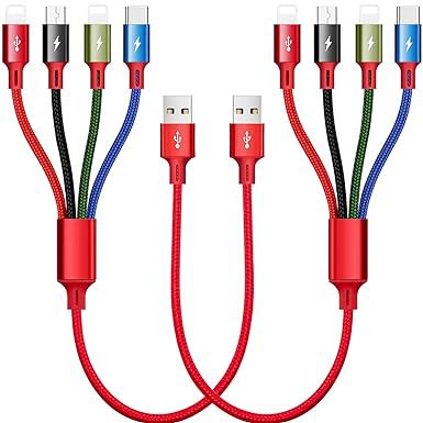 winrel编织一拖四数据线适用苹果15 type-c快充四合一充电线礼品