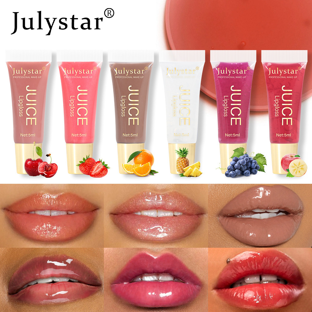 Julystar Beauty Natural Chi Long Bao Wet Mirror Lip Gloss Fruit Taste Toot Lip Moisturizing Water Light Lip Gloss