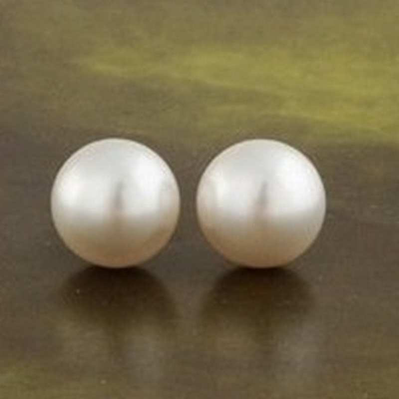 8mm Japanese and Korean Jewelry Simple Pearl Small Bean Stud Earrings Small Pearl Earrings Jewelry