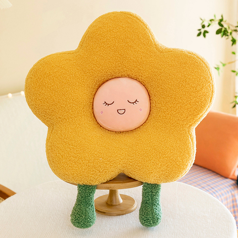 Colorful Flower Cushion Plush Toy Office Cushion Ice Silk Fabric Happy Flower Girl's Birthday Gift