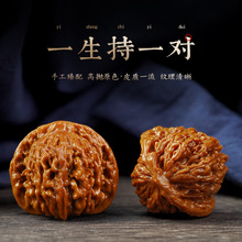 老树红皮52mm文玩核桃龙纹官帽狮子头麒麟纹王勇官帽四座楼麻核桃