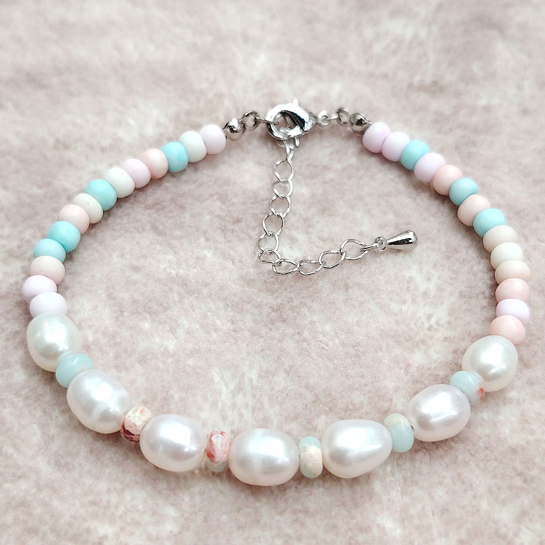 4*6m米型淡水珍珠手串diy原创设计时尚百搭高级优雅感天然不褪色