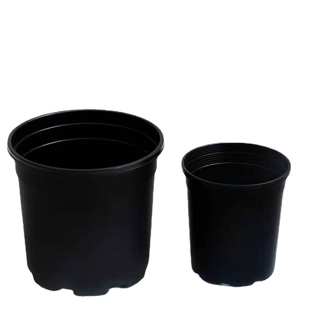 简约黑色加仑盆 种菜盆月季盆绣球盆 1加仑2加仑塑料花盆