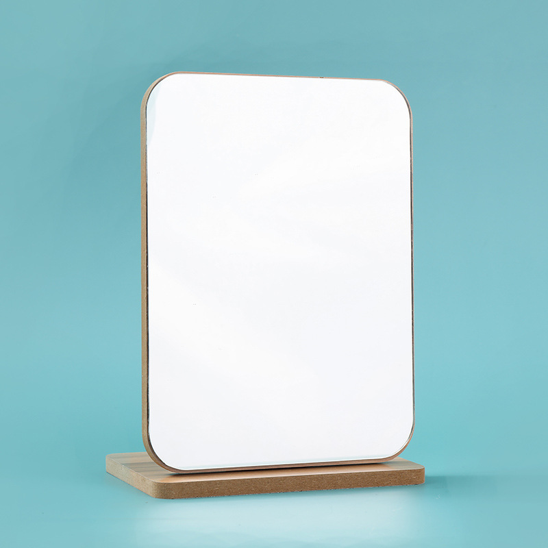 INS Style Student Bedroom Desktop Makeup Mirror Korean Style Simple Wooden Dressing Mirror Bedroom Online Celebrity Mirror