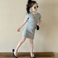 女童套装2024夏季新款中小童2-7岁韩版修身短袖儿童裙子两件套
