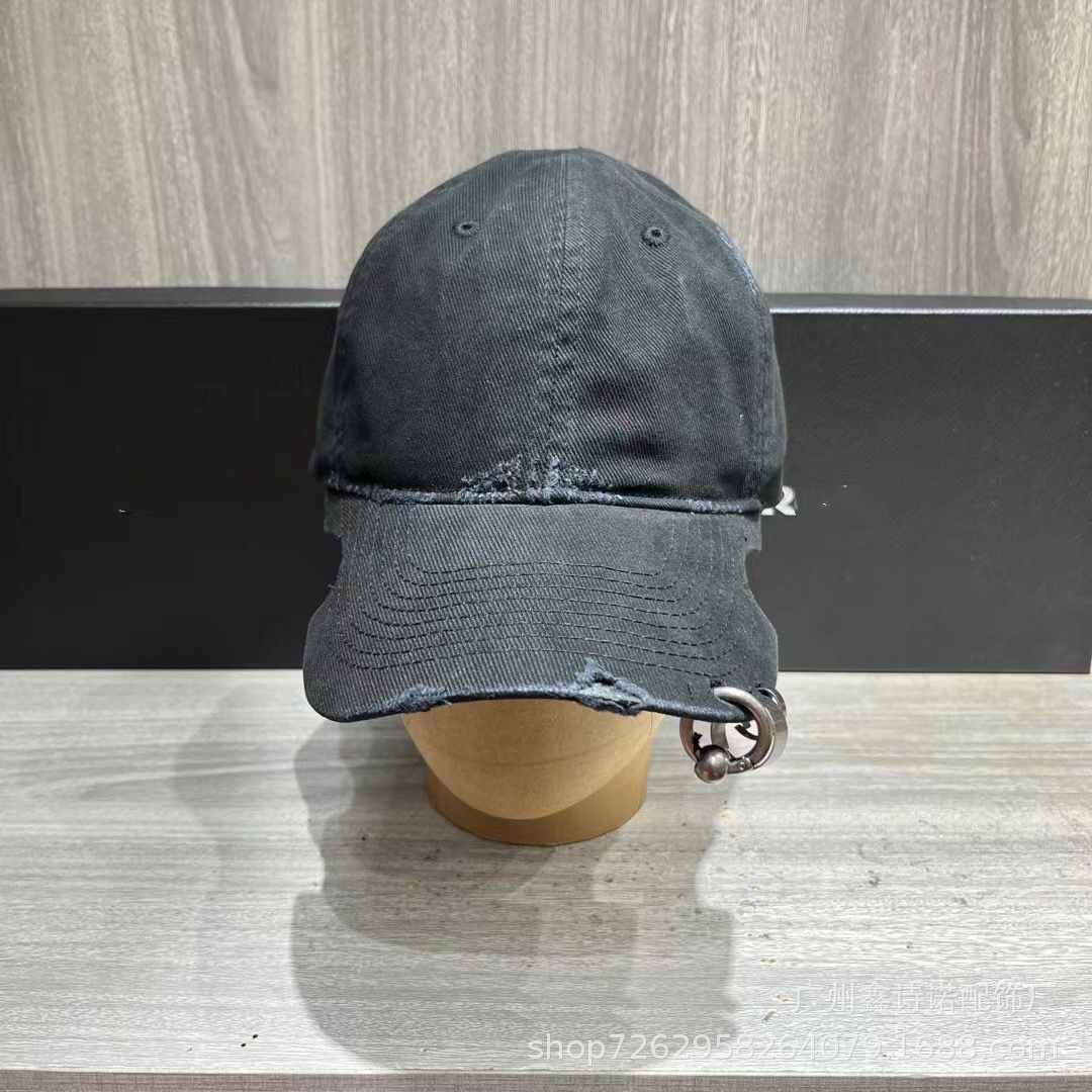 巴黎做旧棒球帽子夏季潮牌叶莎陈太同款ba字母缺角鸭舌帽防晒帽女