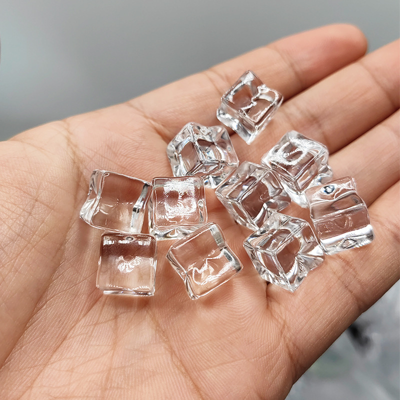 New 12mm Simulation Ice Cube High Transparent Square Bar Decoration Photography Props Window Fish Tank Ice Cube Crystal Stone