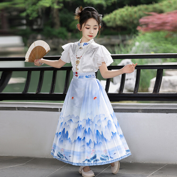 儿童夏装马面裙女童2024新款夏季套装新中式国风唐装女孩古风汉服