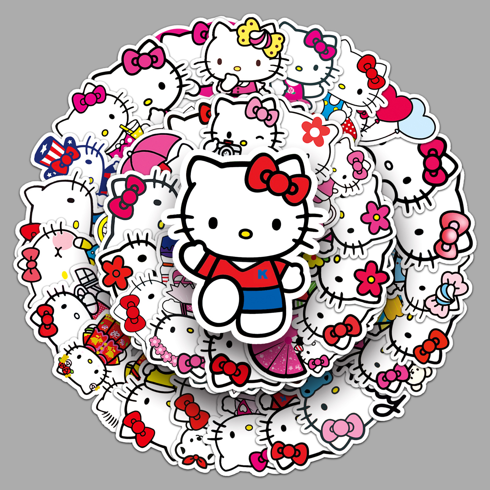 50张不重复kt猫卡通猫咪动漫行李箱笔记本电脑汽车防水装饰贴纸