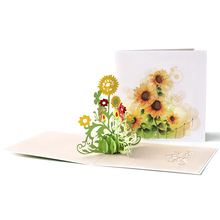母亲节礼道创意3D立体节日祝福卡片手工贺卡厂家供应彩印太阳花