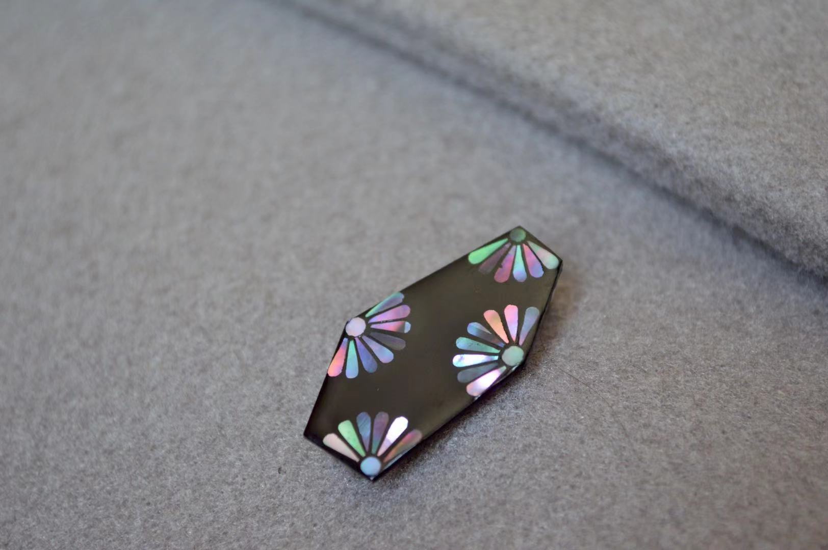 螺钿花菊瓣水滴形螺钿黑漆桼大漆漆器镶嵌素材漆画材料