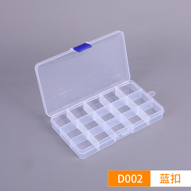 15-Grid Detachable Transparent Storage Box Pp Multi-Grid Classification Jewelry Box Fishing Tackle Box Convenient Gadget Spare Parts Box