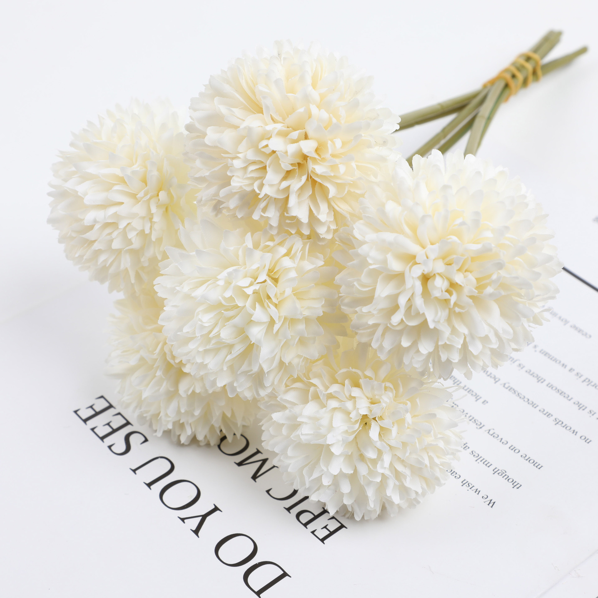 Single Head Ping Pong Chrysanthemum Artificial Flower Dandelion Ball Chrysanthemum Fake Flower Nordic Decoration Decoration Wedding Plastic Artificial Flower Arrangement